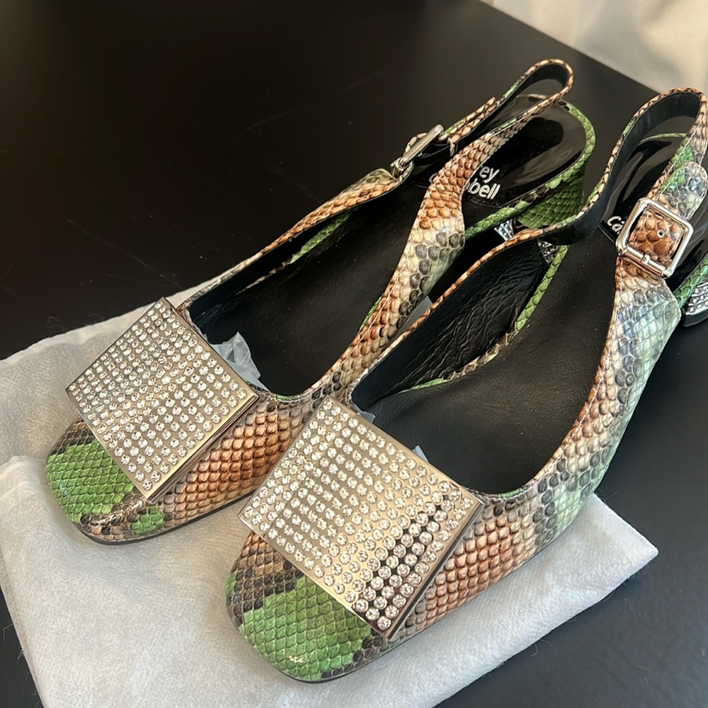New Jeffrey Campbell snakeskin and sparkle sling back shoes -size 8 never worn!